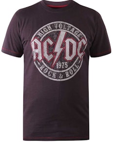 D555 Official ACDC Printed Crew Neck T-Shirt Washed Black 